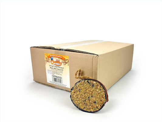 Box of 30 Chubby Sustainable Half Filled Coconuts - Insect Oil