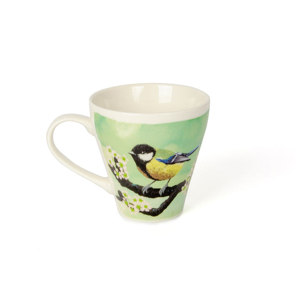 Great Tit bird illustration on white ceramic mug designed by Myrte