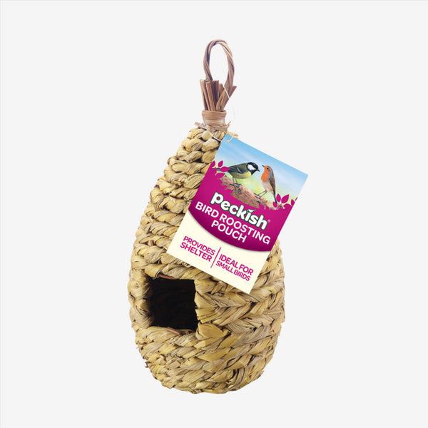 Peckish Bird Roosting Pouch on a whgie background