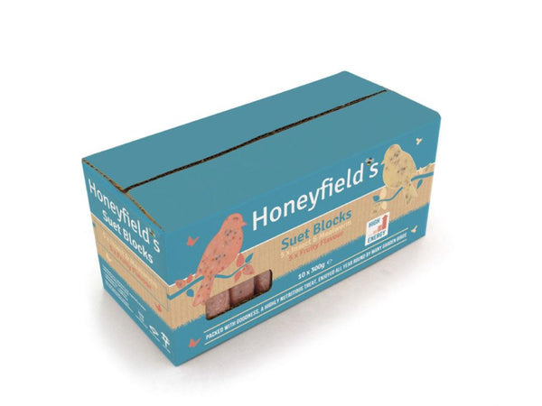 Honeyfields Suet Block - 10 Pack - Fruity, Mealworms & Insects 3kg