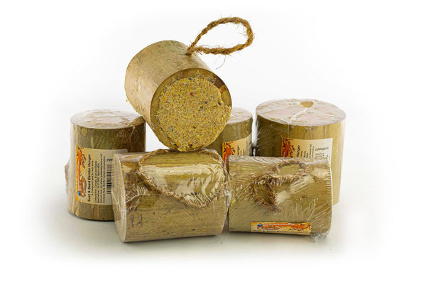 6x Chubby Suet & Seed Filled Bamboo Hanging Wild Bird Treats