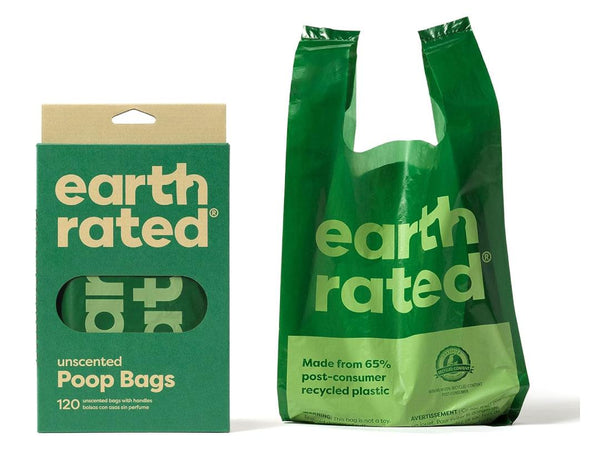 Earth Rated Poo Bags With Handles Pack of 120 - Unscented