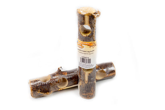 Chubby Natural Wooden 4 Hole Suet Log Feeder