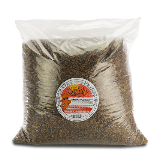 12.6Kg EU Grown Chubby Dried Mealworms High-quality EU-grown dried mealworms, not imported from China. Protein-rich food for reptiles, fish, and backyard birds.
