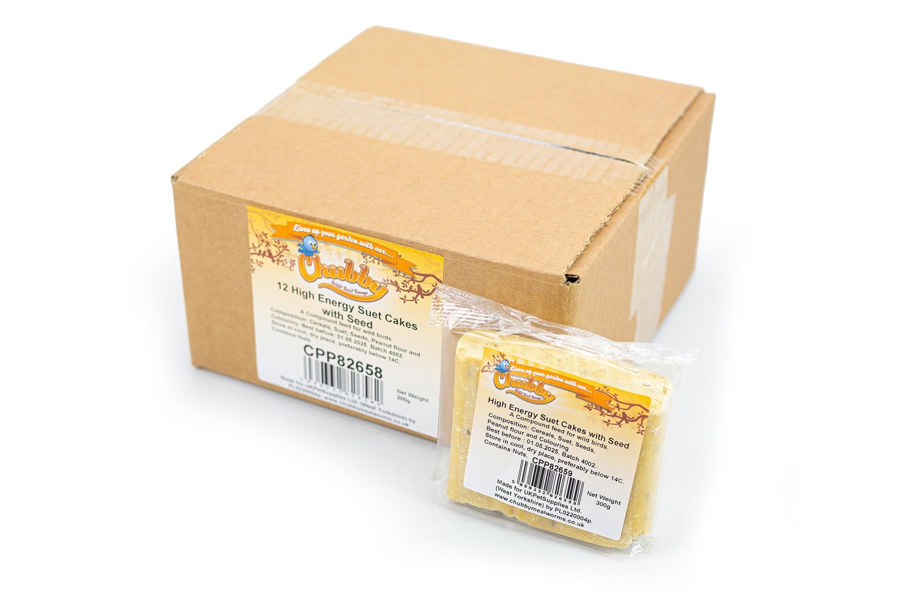 12 x Chubby High Energy Suet Cakes with Seed Chubby Mealworms UK