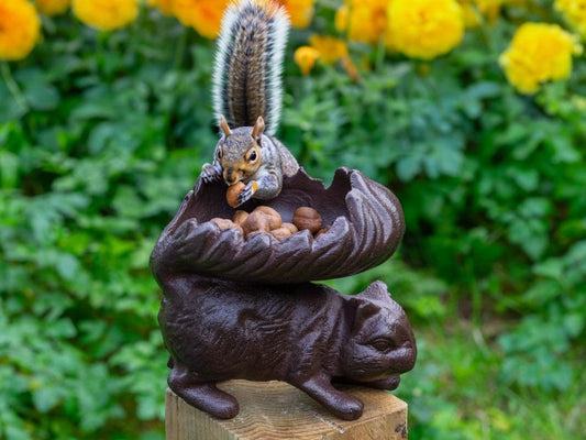 Fallen Fruits Cast Iron Squirrel & Bird Feeder
