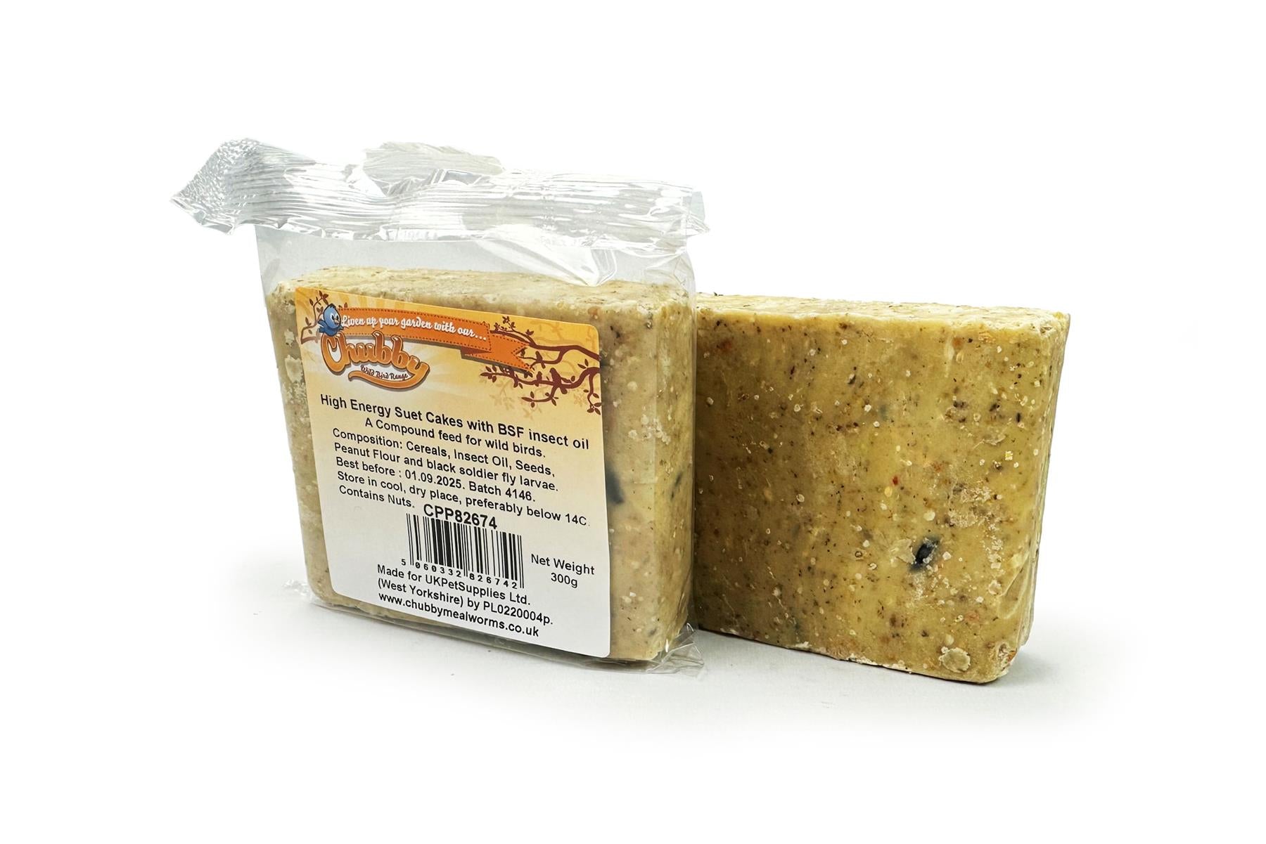 12 x Chubby Sustainable High Protein Suet Cakes with Black Soldier Fly