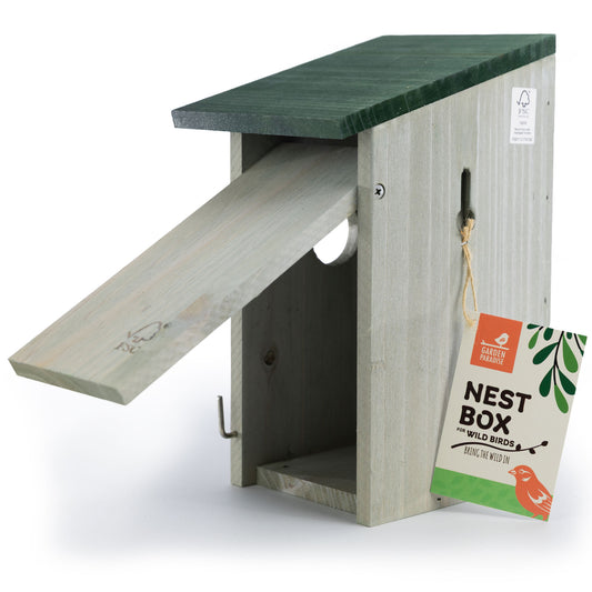 Garden Paradise Grey with Green Roof Nest Box 32mm