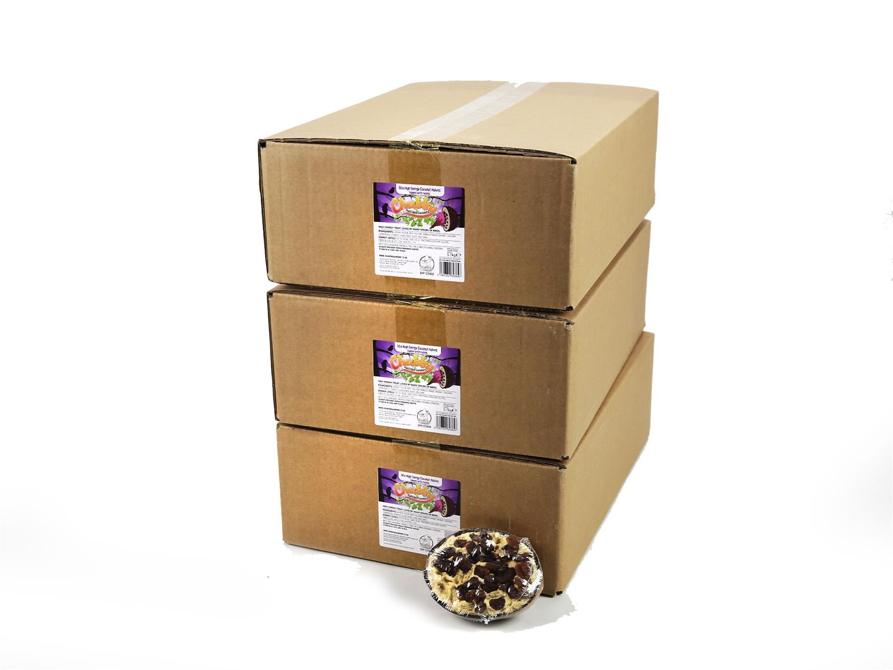 Uk Raisain Box Box of 90 Chubby Half Filled Coconuts - Raisin Topped – Chubby Mealworms UK