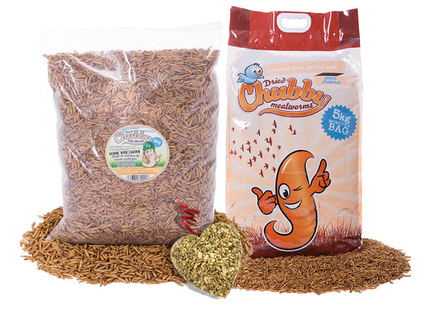 10Kg COMBO Chubby Dried Mealworms & Dried Black Soldier Fly Larvae (+FREE Chubby Heart Hanger)