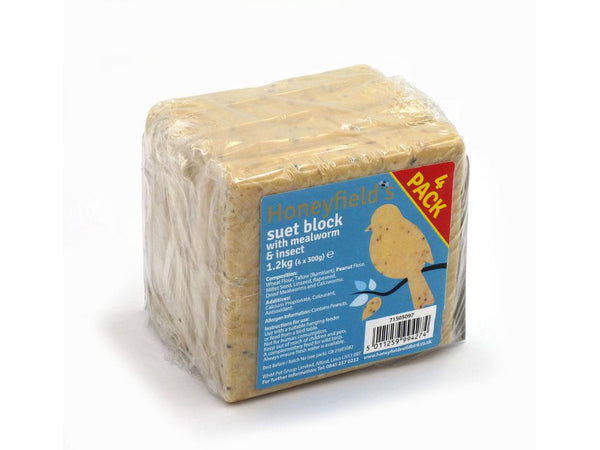 Honeyfields Suet Blocks With Mealworm & Insects 300g ( 4 Pack)