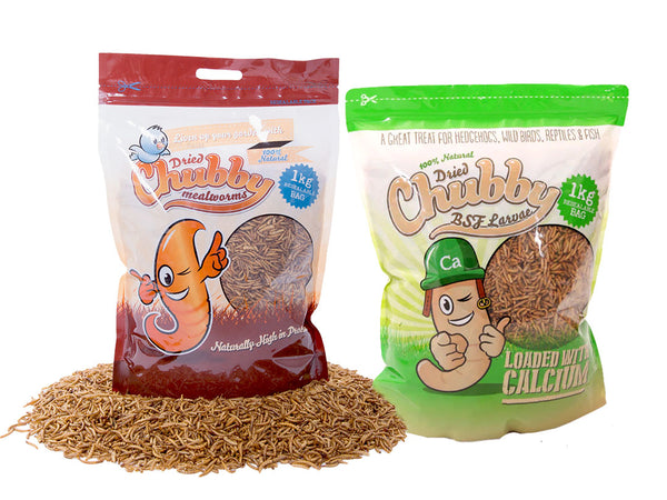 2Kg Total (1KG) Chubby Dried Mealworms & (1KG) Black Soldier Fly Larvae